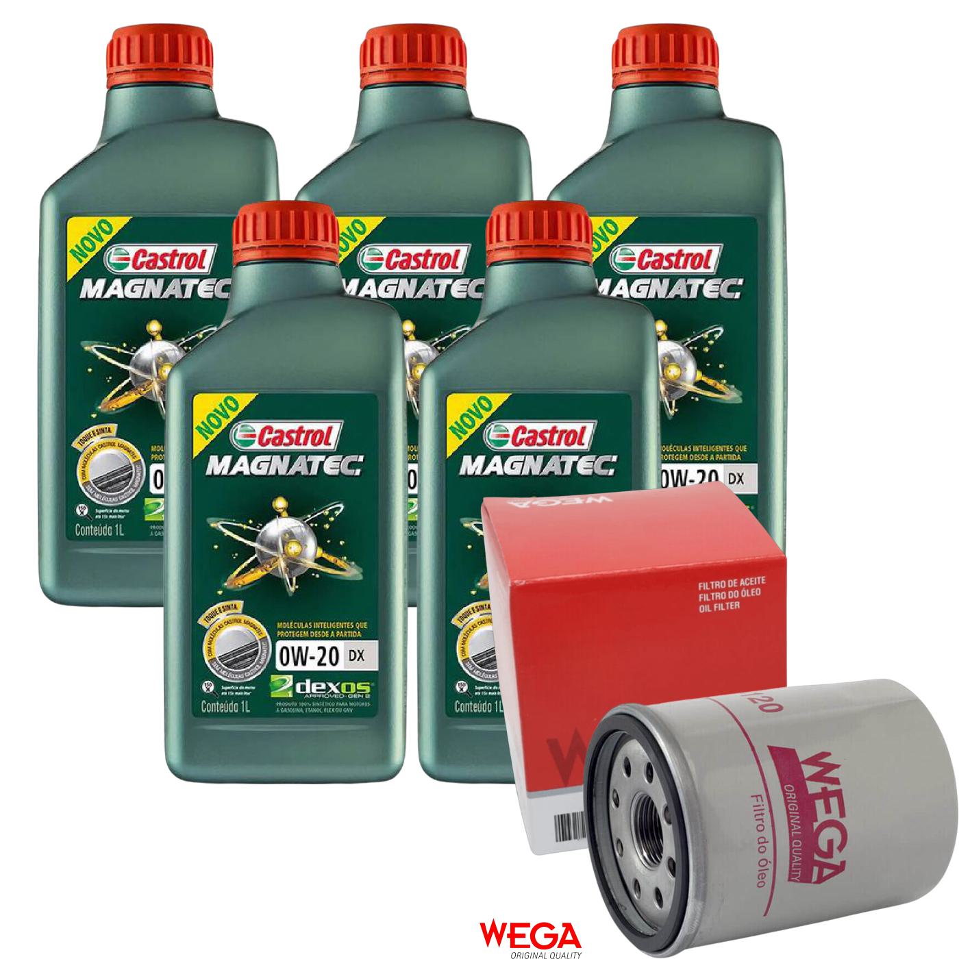 Kit Filtro e 5L Óleo Motor 0W20 Magnatec - Castrol / Wega - 3436147 / WO-120