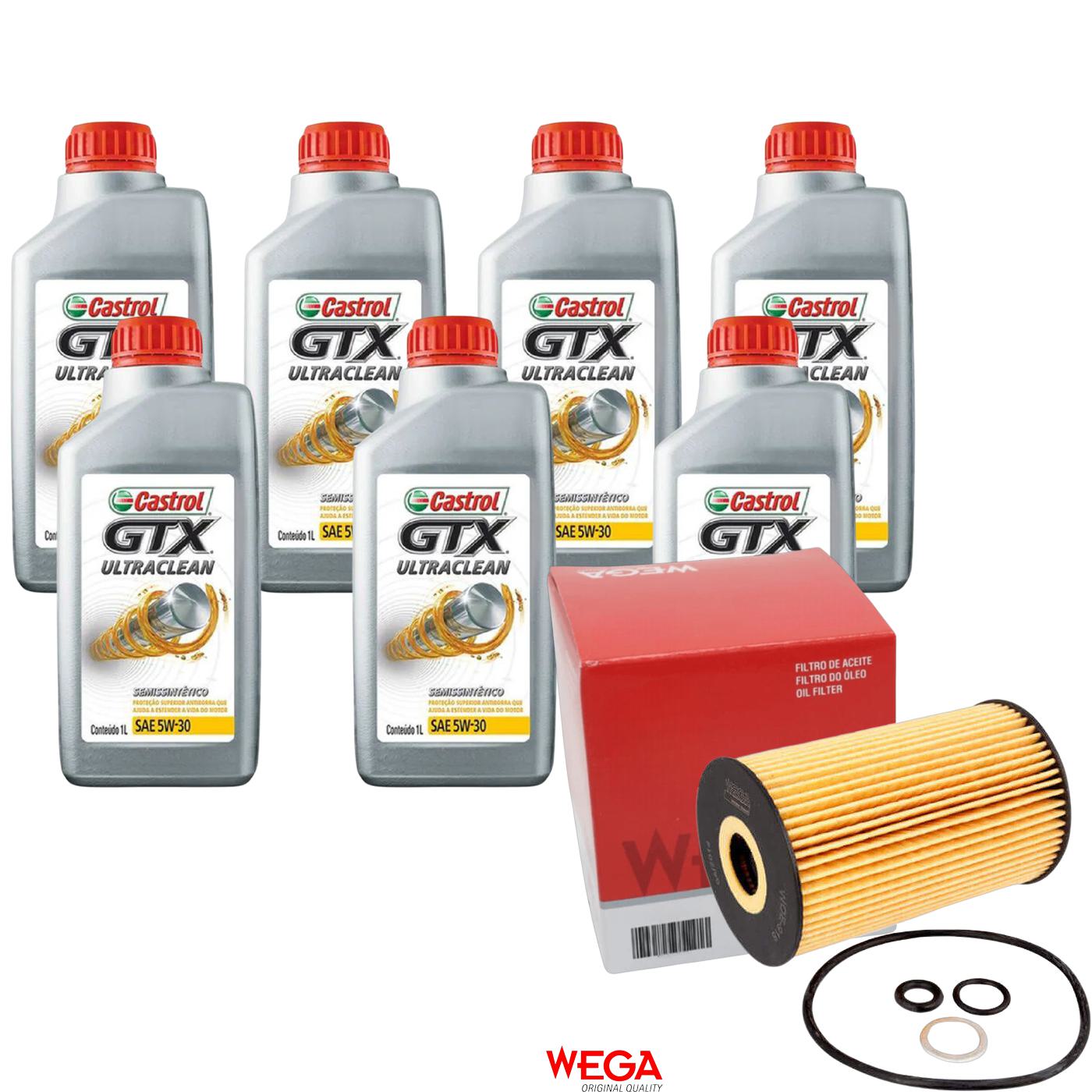 Kit Filtro e 7L Óleo Motor 5W30 GTX - Castrol / Wega - 3435995 / WOE-918