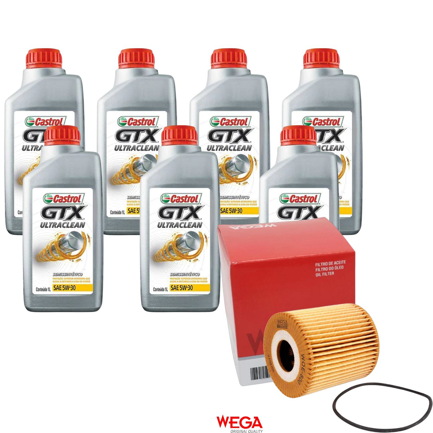 Kit Filtro e 7L Óleo Motor 5W30 GTX - Castrol / Wega - 3435995 / WOE-800