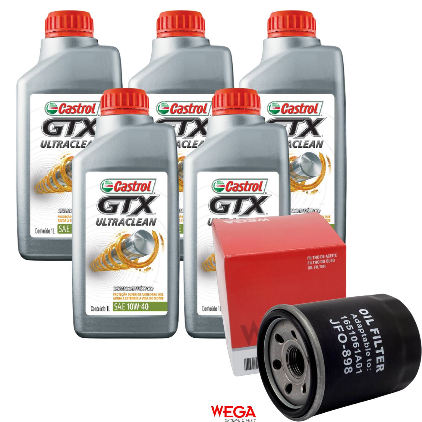 Kit Filtro e 5L Óleo Motor 10W40 GTX - Castrol / Wega - 3436727 / JFO-0898
