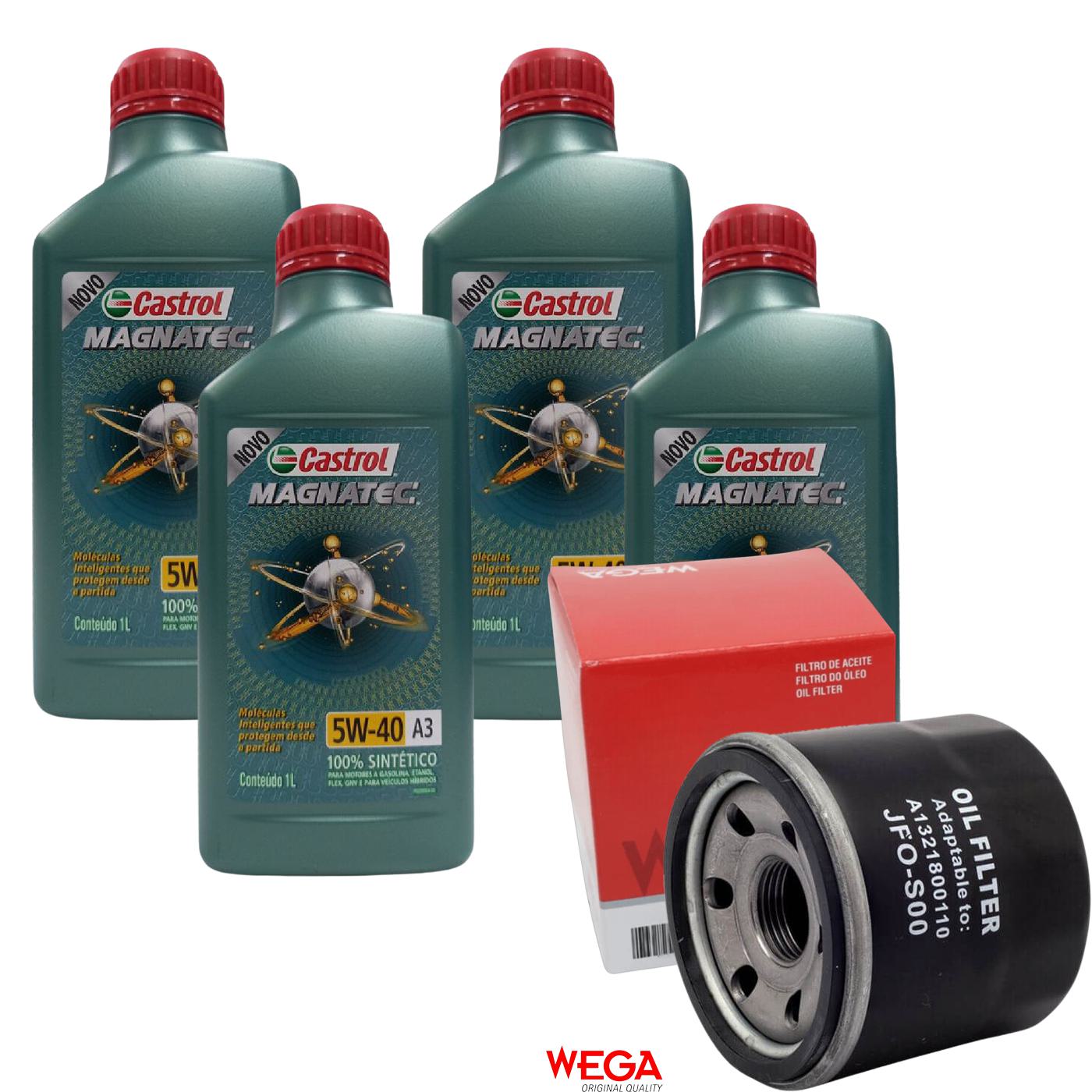Kit Filtro e 4L Óleo Motor 5W40 Magnatec - Castrol / Wega - 3436621 / JFO-0S00