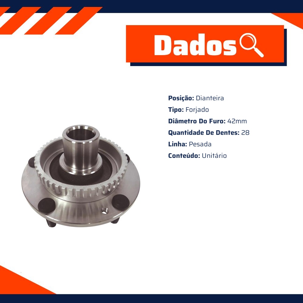 Cubo de Roda Dianteiro 28 Dentes para KIA Sorento - IMA - AL-536