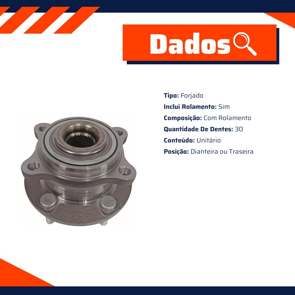 Cubo de Roda Dianteiro ou Traseiro 30 Dentes com Rolamento - IMA - AL-788