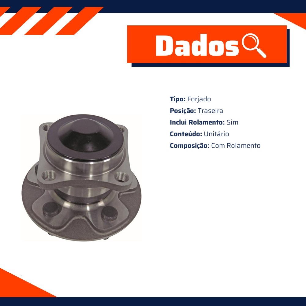 Cubo de Roda Traseiro 5 Furos com Rolamento para Toyota Corolla - IMA - AL-866