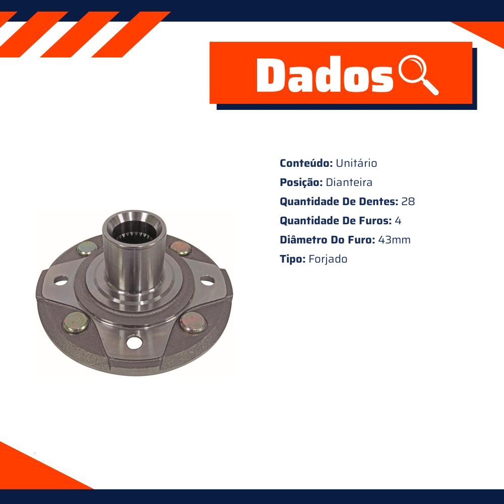 Cubo de Roda Dianteiro 4 Furos 28 Dentes para Honda Accord - IMA - AL-922