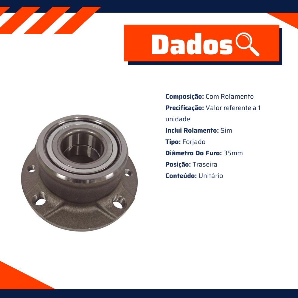 Cubo de Roda Traseiro com Rolamento para Fiat Tempra e Tempra Sw - IMA - AL-643