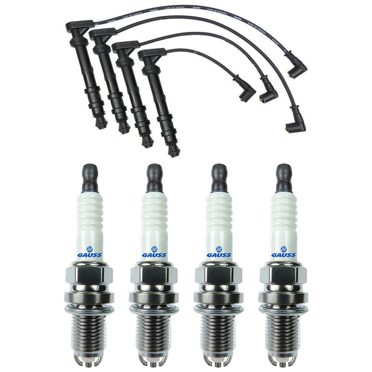 Jogo 4 Velas de Ignição + Cabos - Gauss - GC5024 - GV5R24D