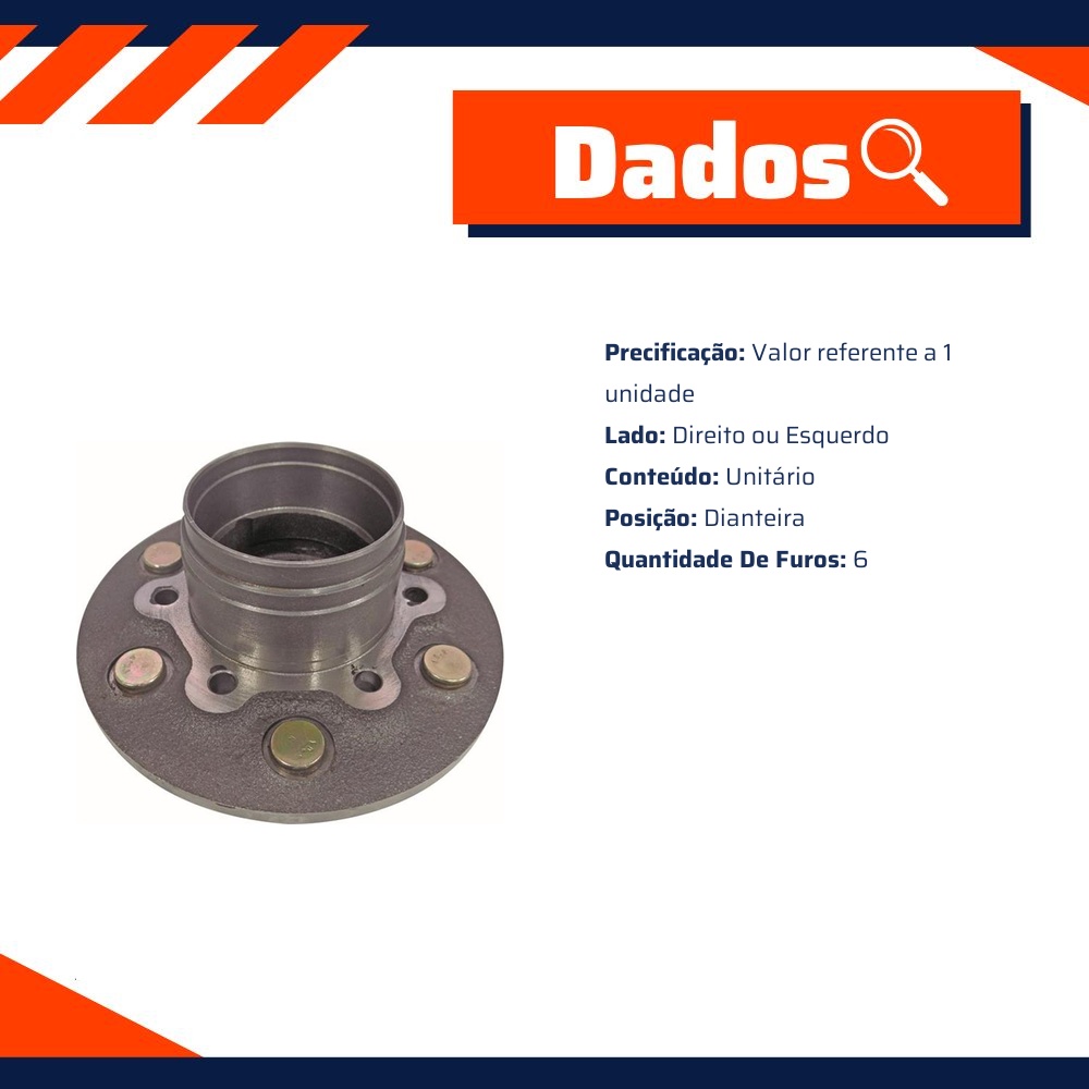 Cubo de Roda Dianteiro Direito ou Esquerdo 6 Furos para Mitsubishi L200 - IMA - AL-929