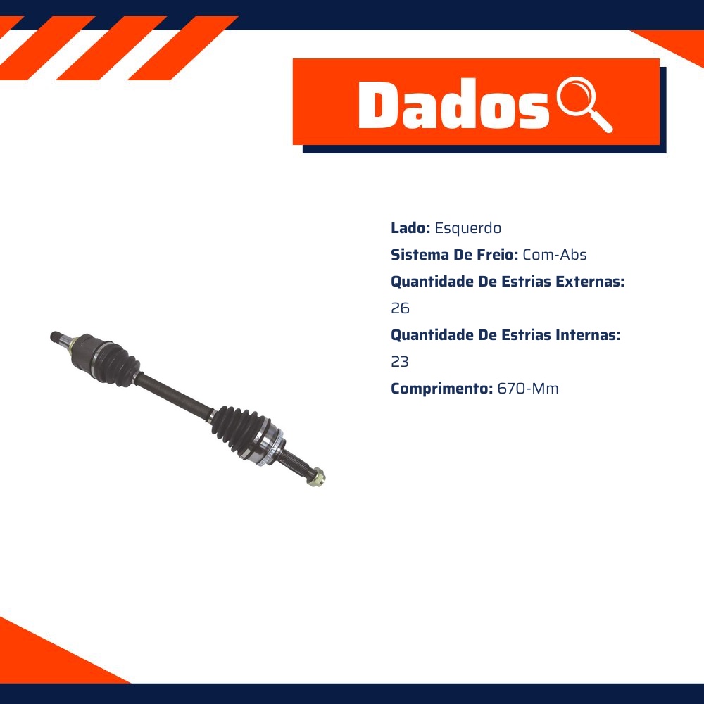 Semieixo Esquerdo para Toyota Corolla e Fielder - IMA - AL-1433