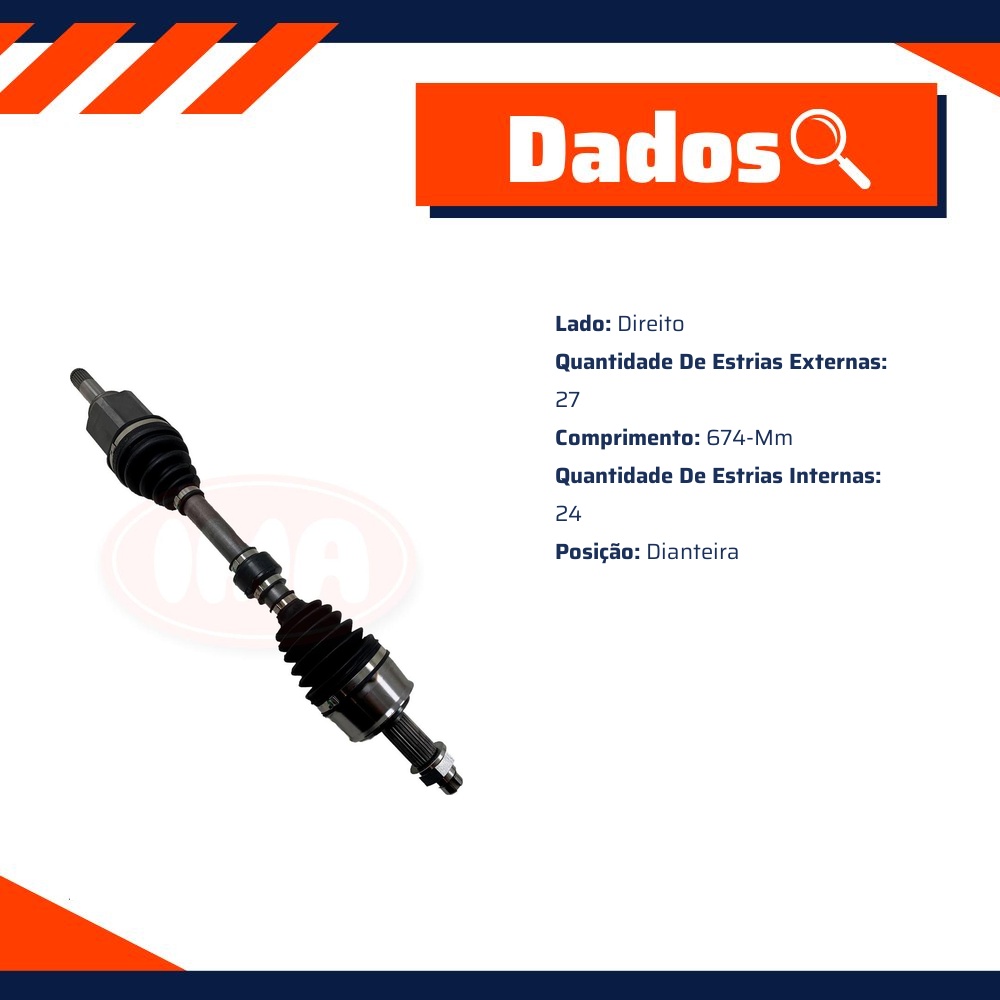 Semieixo Dianteiro Direito para Fiat Toro - IMA - AL-1549