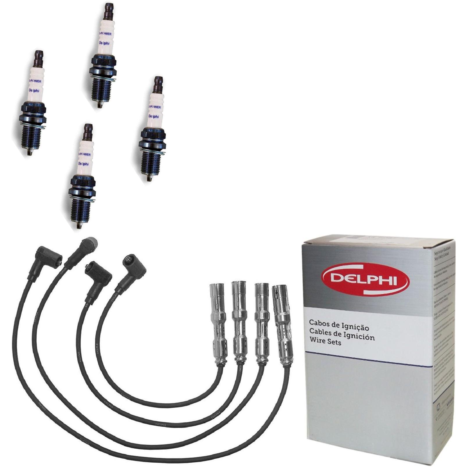 Kit Cabo de Vela e 4 Velas de Ignição D-Power - Delphi - XH70049/XS10554