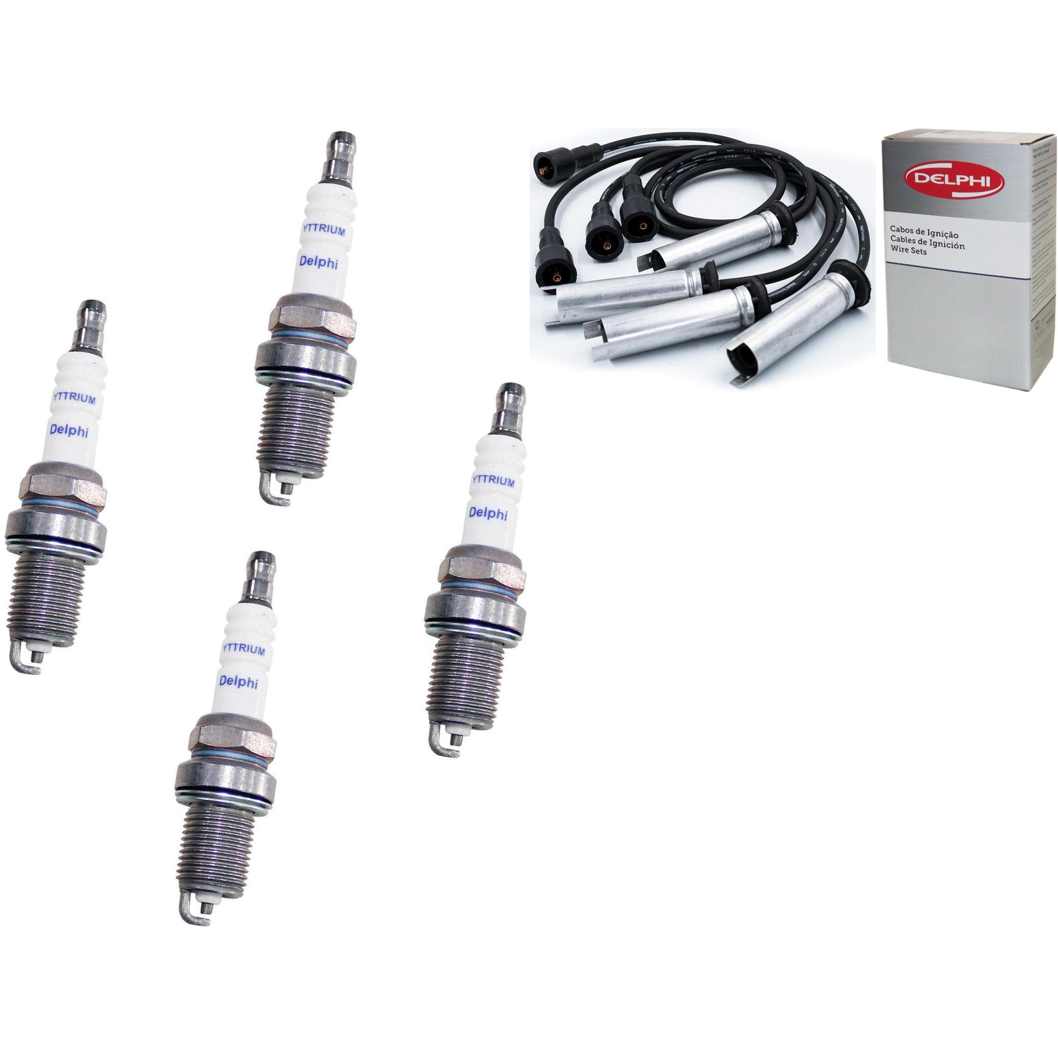 Kit Cabo de Vela e 4 Velas de Ignição Yttrium - Delphi - XH40008/XS10004