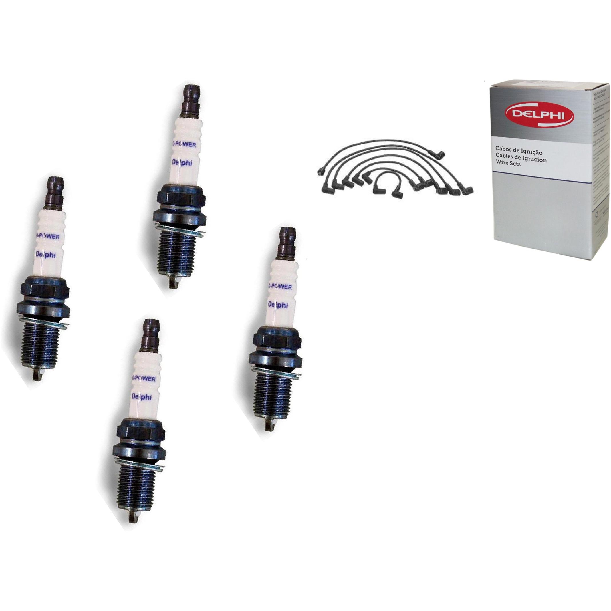 Kit Cabo de Vela e 4 Velas de Ignição D-Power - Delphi - XH70035/XS10093