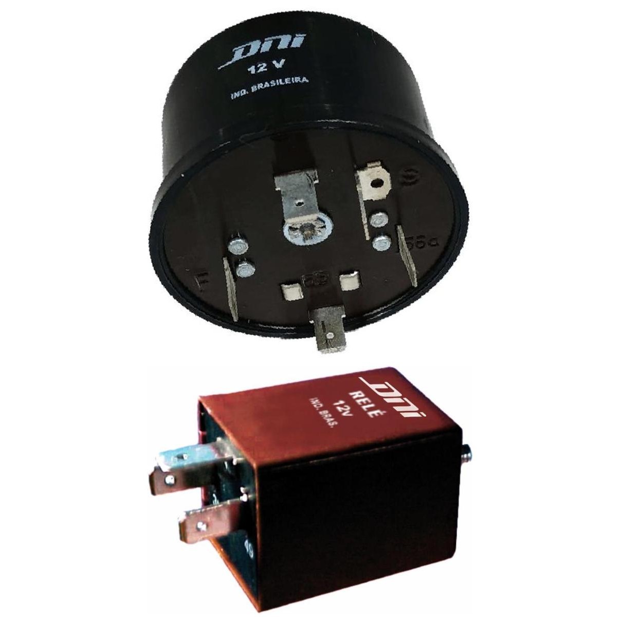 Kit Relé para Farol e Relé do Pisca com Grampo e Parafuso de Fixação 12V - DNI 1104 - DNI 0119