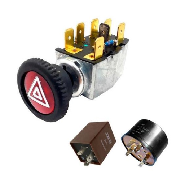Kit Relé do Farol com Relé e Botão do Pisca Alerta - DNI 2001 - DNI 1104 - DNI 0119