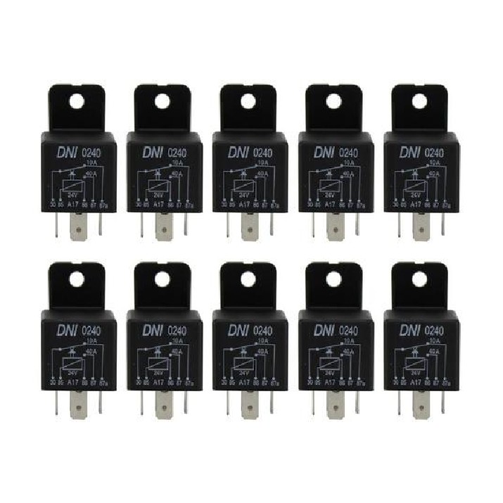 10 Relés Auxiliar Reversor 24V 5 Terminais - DNI 0240