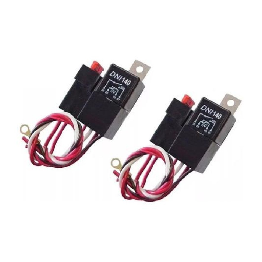 2 Relés Reversor 40/10A com Soquete Fusível 40A 12V 5 Terminais - DNI 0114