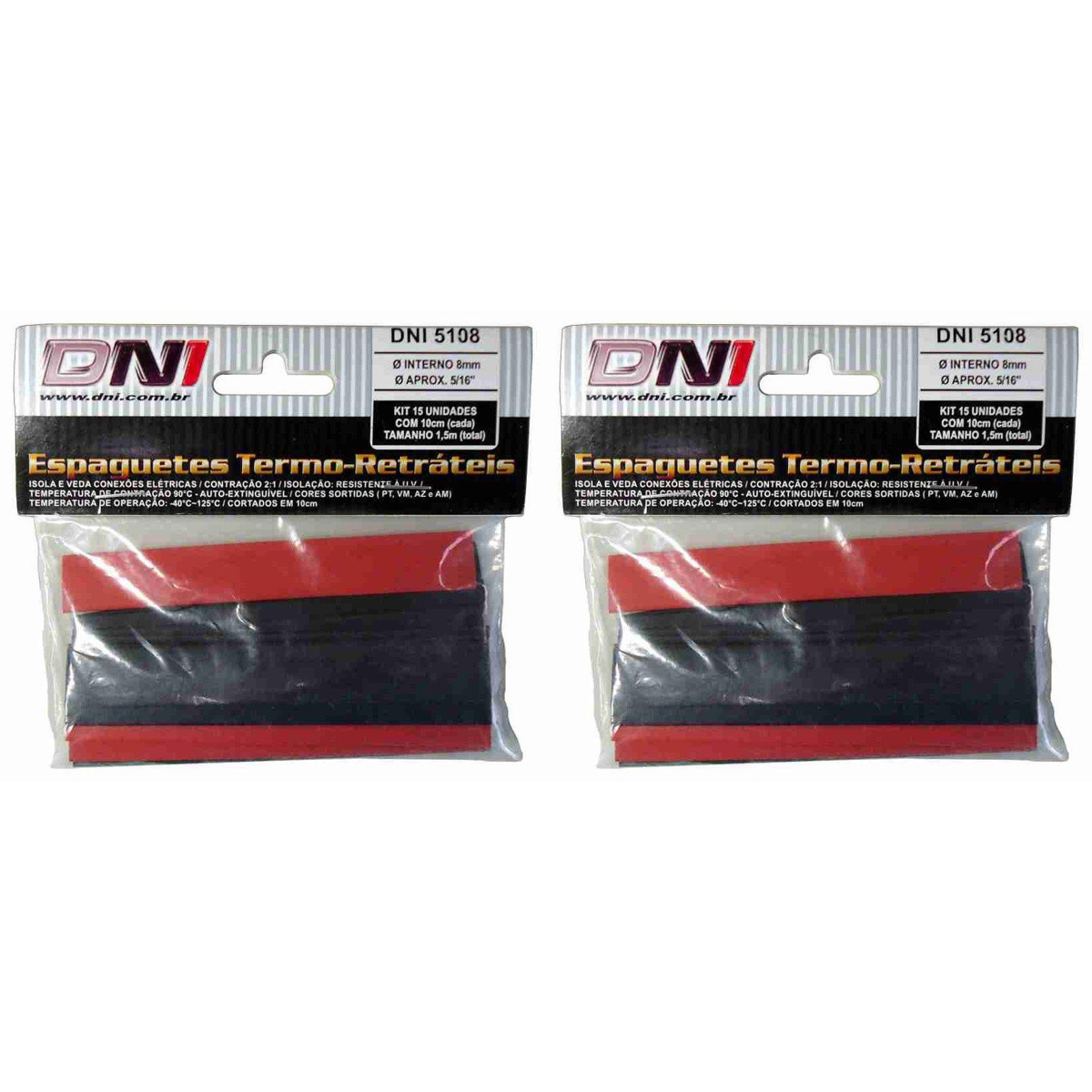 Espaguete Termo-retrátil 8mm Contração 2:1 Kit 30 Peças - DNI 5108