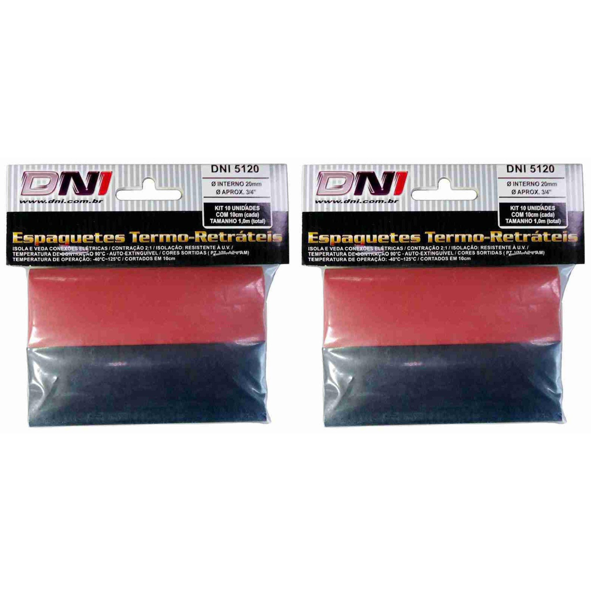 Espaguete Termo-retrátil 20mm Contração 2:1 Kit 20 Peças - DNI 5120
