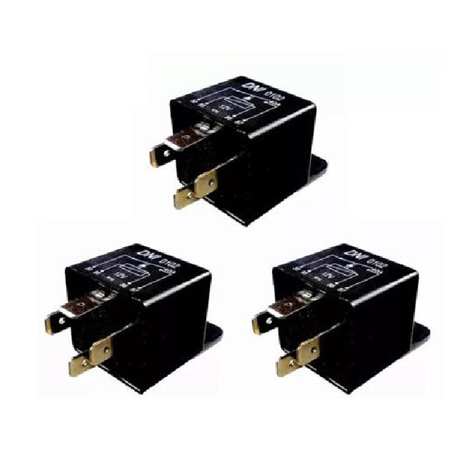 3 Relés Auxiliar Universal 12V 4 Terminais com Suporte - DNI 0102