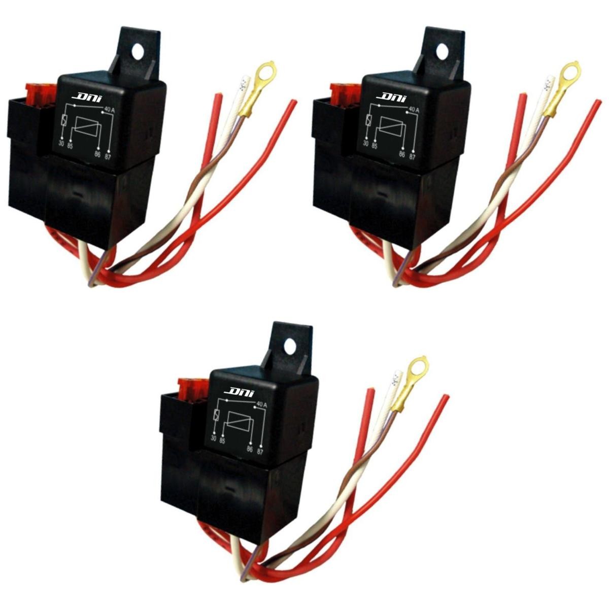 3 Relés com Soquete 4 Terminais 12V com Fusível 40A - DNI 0110