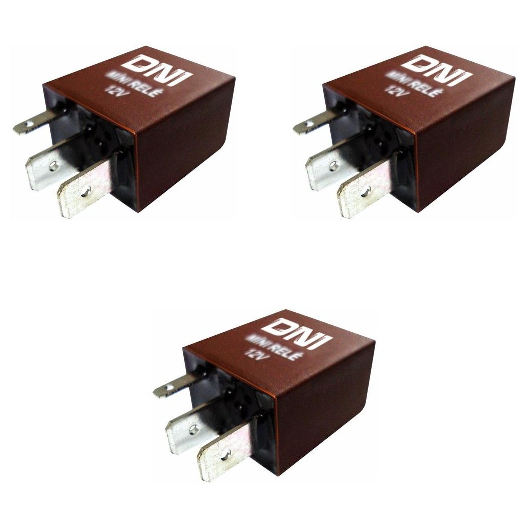 3 Mini Relés Auxiliar com Resistor 12V 4 Terminais - DNI 0123