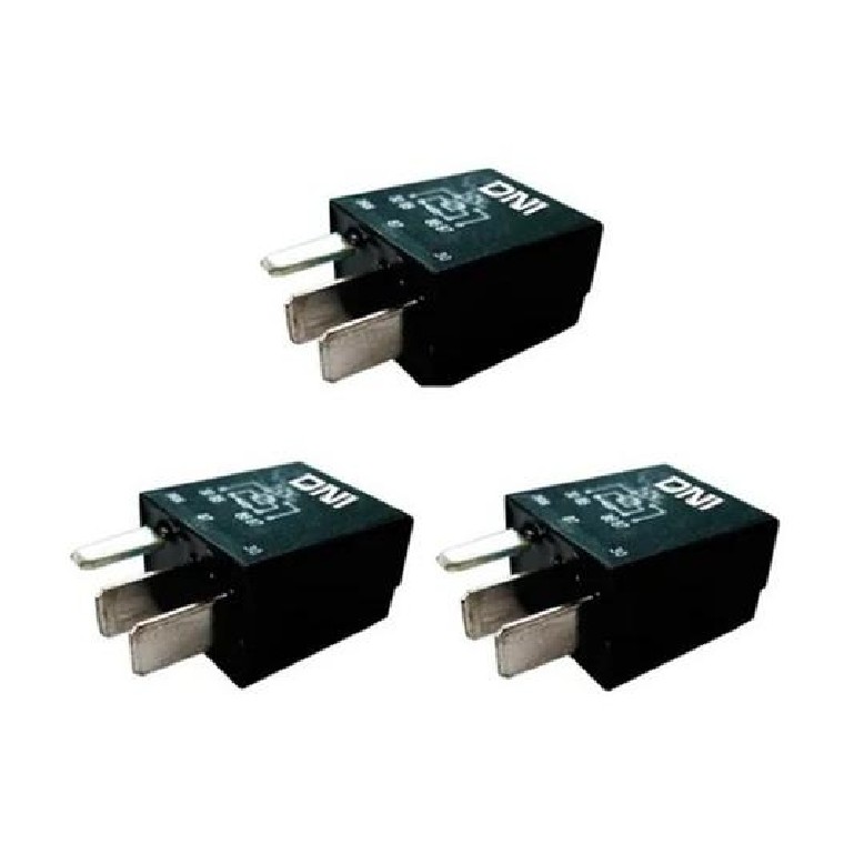 3 Mini Relés Auxiliar com Resistor 12V 4 Terminais - DNI 0125