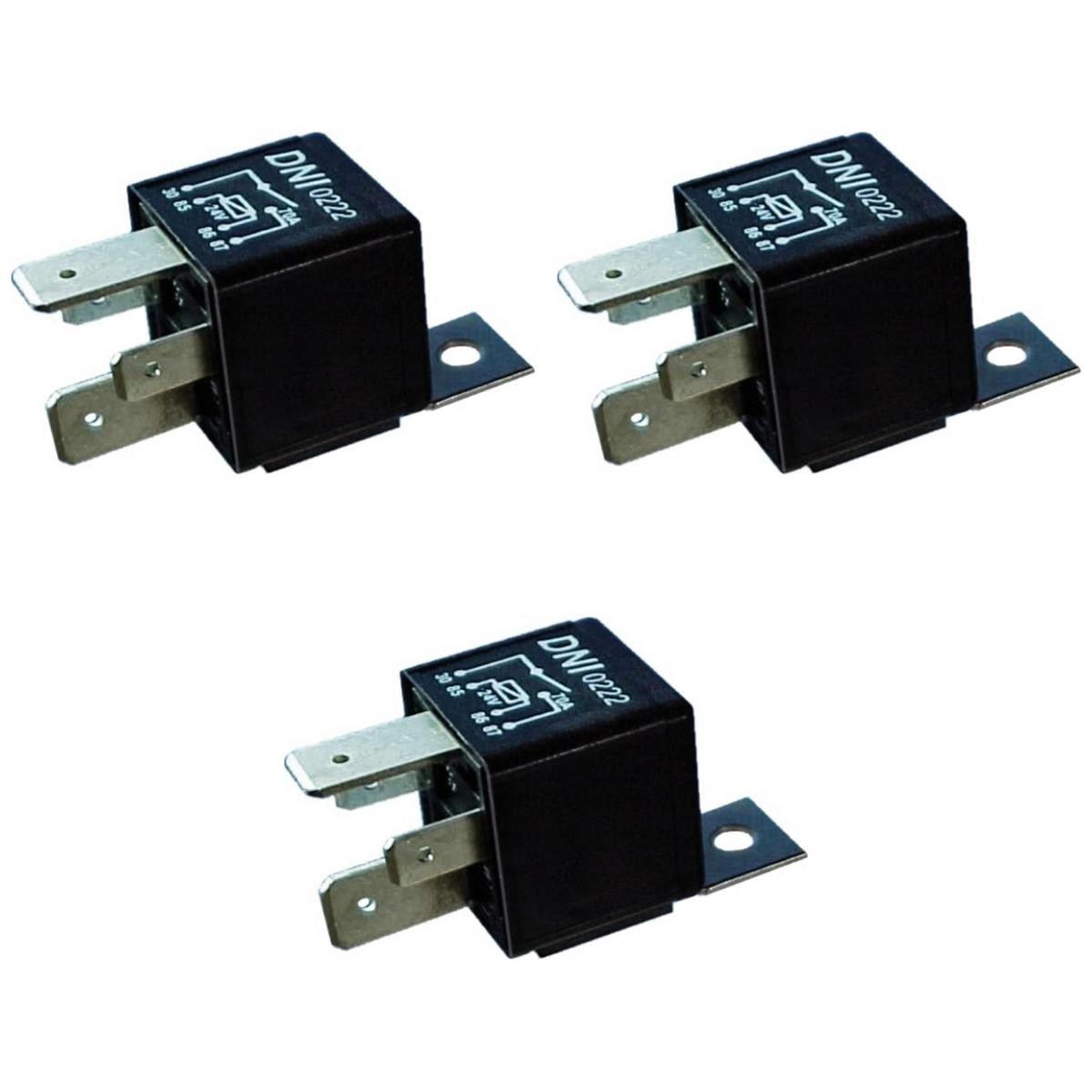 3 Relés Auxiliar 24V 4 Terminais 2 Largos - DNI 0222