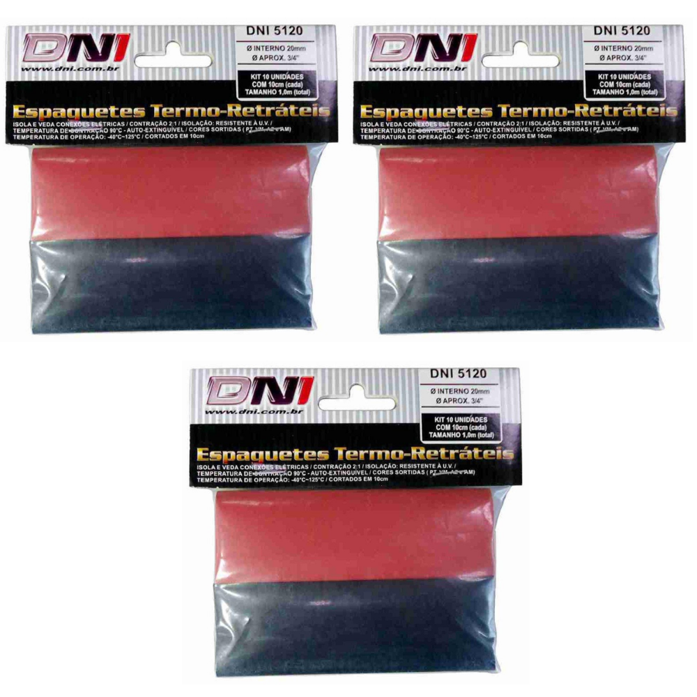 Espaguete Termo-retrátil 20mm Contração 2:1 Kit 30 Peças - DNI 5120