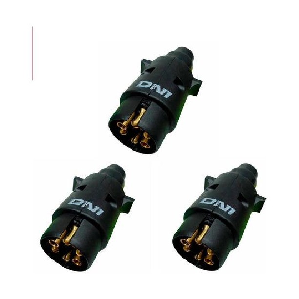 3 Tomadas de Engate Macho Móvel Redonda 6 Polos - DNI 8380