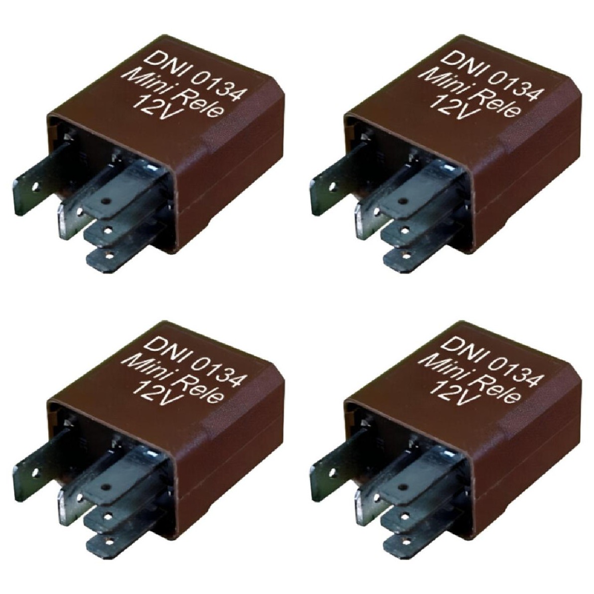 4 Mini Relés Auxiliar Reversor com Resistor 12V 5 Terminais - DNI 0134