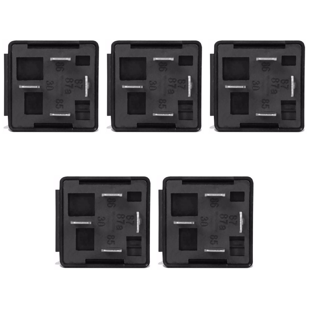5 Relés Auxiliar Universal 12V 4 Terminais com Suporte - DNI 0102