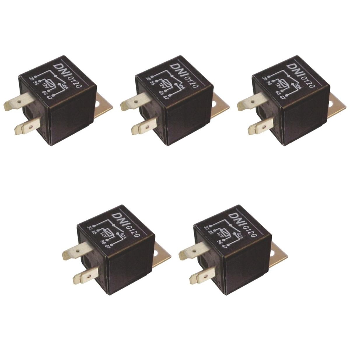 5 Relés Auxiliar 12V 60A - DNI 0120