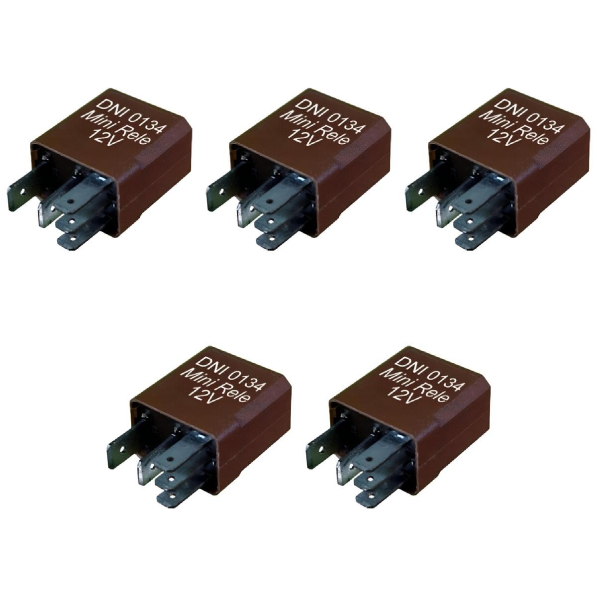 5 Mini Relés Auxiliar Reversor com Resistor 12V 5 Terminais - DNI 0134