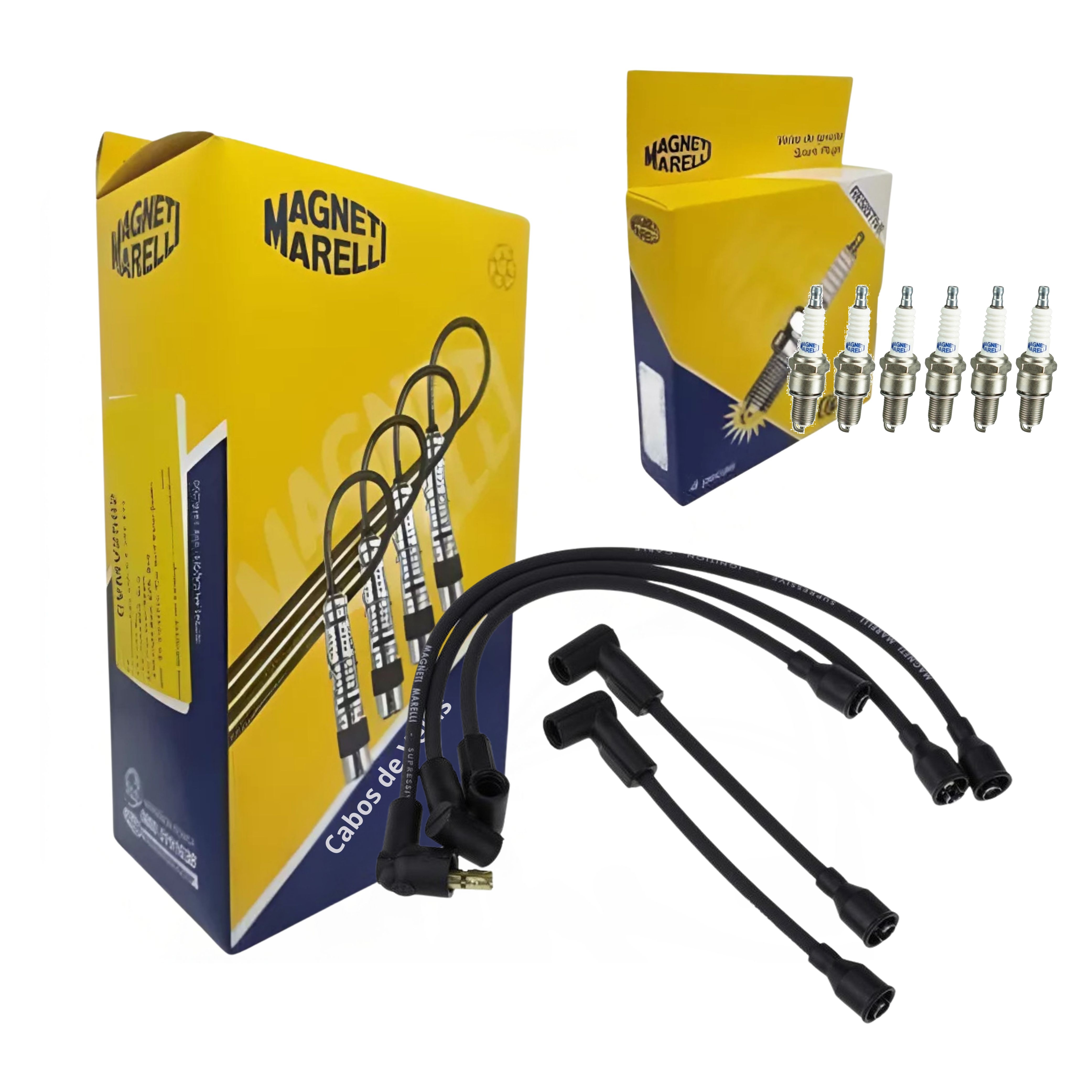 Kit Cabo de Vela e 6 Velas de Ignição - Magneti Marelli - CVMG6302 / F5RFMM