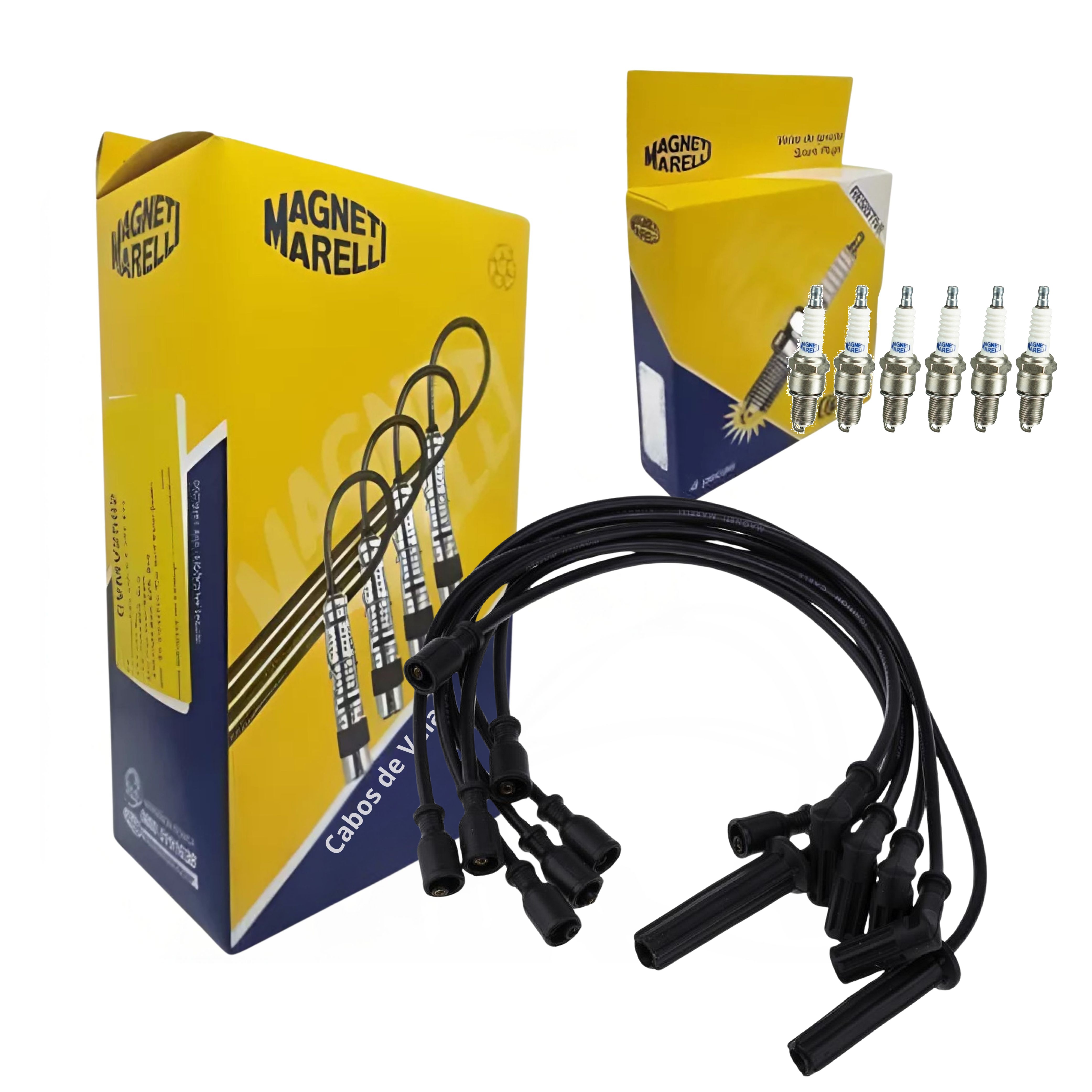 Kit Cabo de Vela e 6 Velas de Ignição - Magneti Marelli - CVMG8102 / F5RFMM