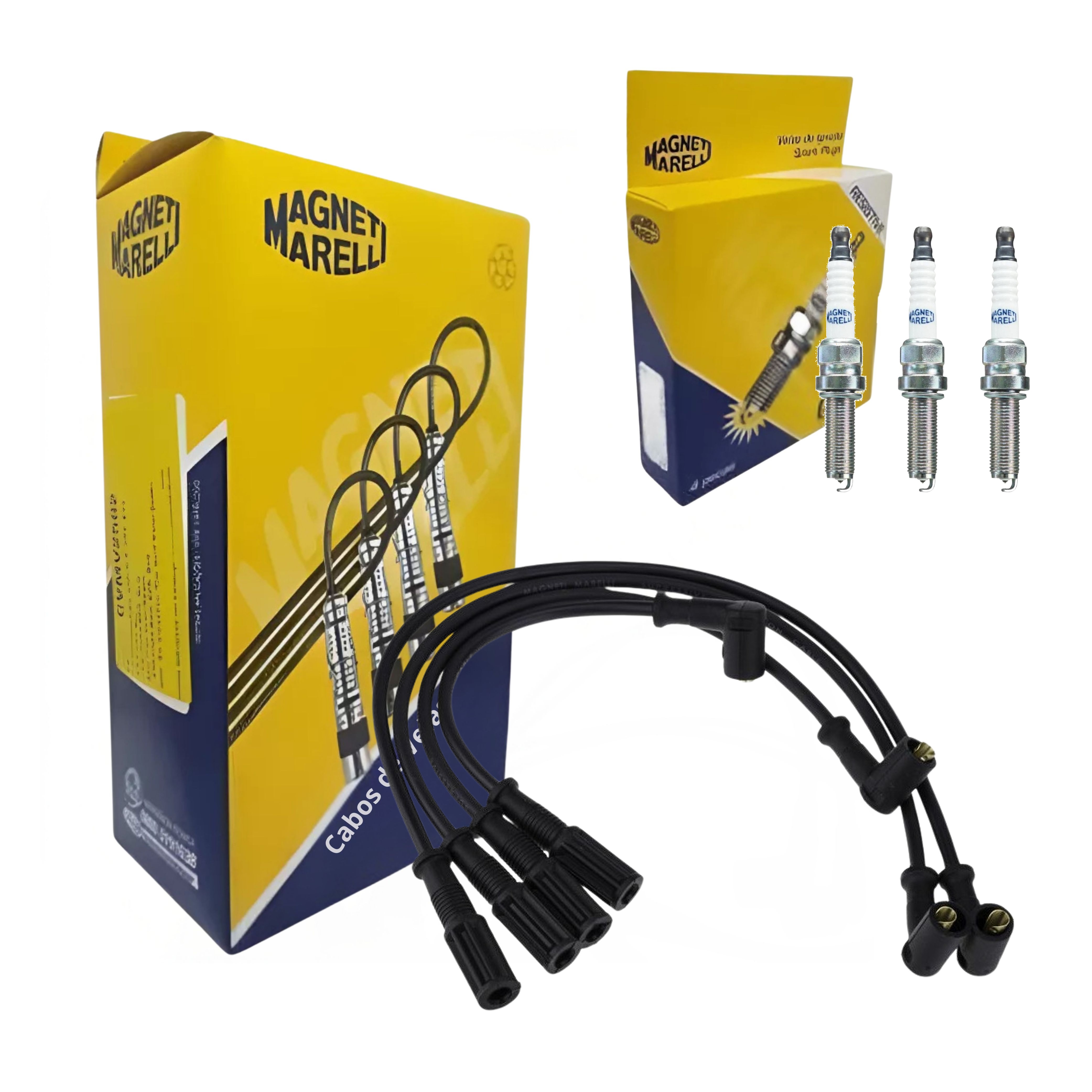 Kit Cabo de Vela e 3 Velas de Ignição - Magneti Marelli - BN8RSIPMM / CVMT0602