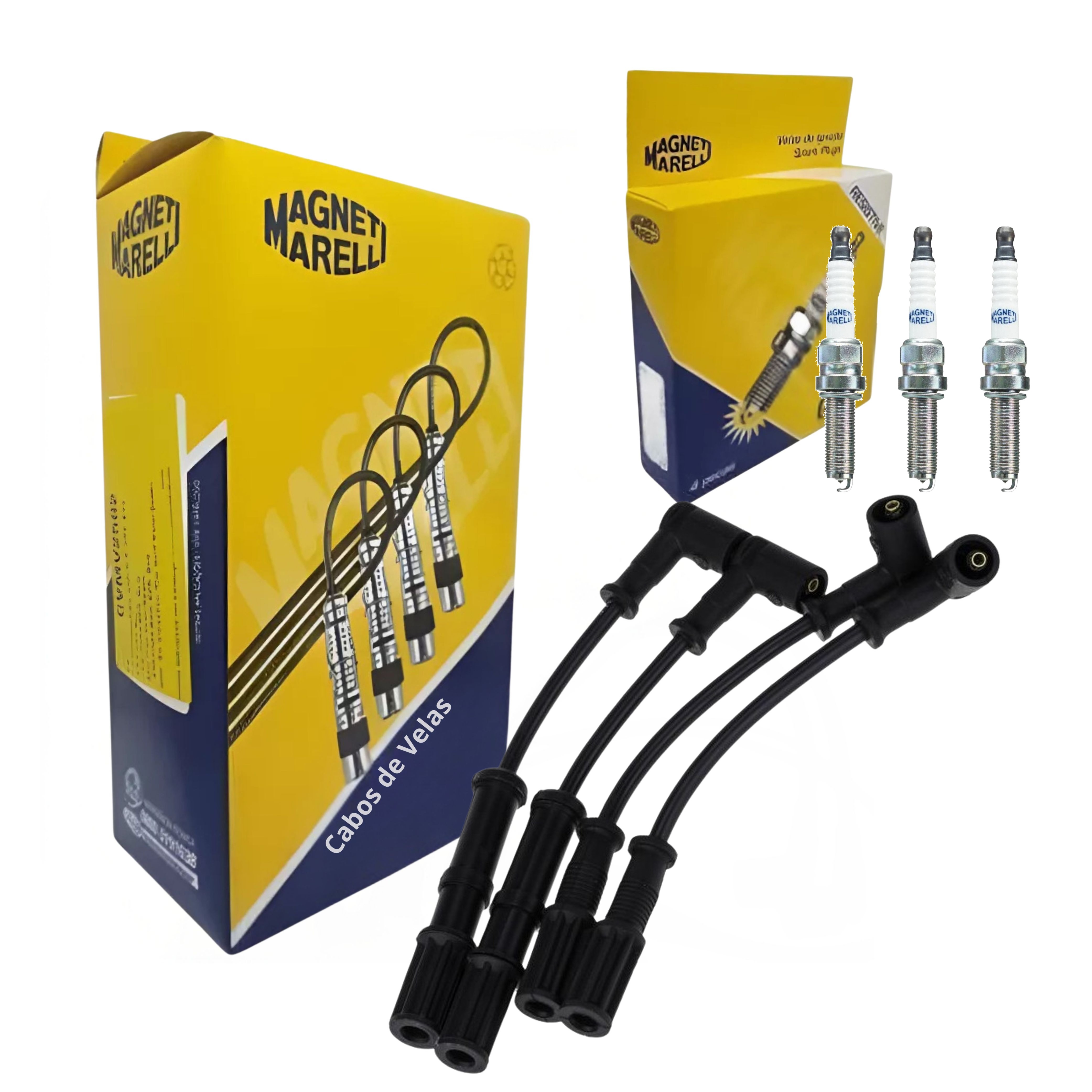 Kit Cabo de Vela e 3 Velas de Ignição - Magneti Marelli - BN8RSIPMM / CVMT6402
