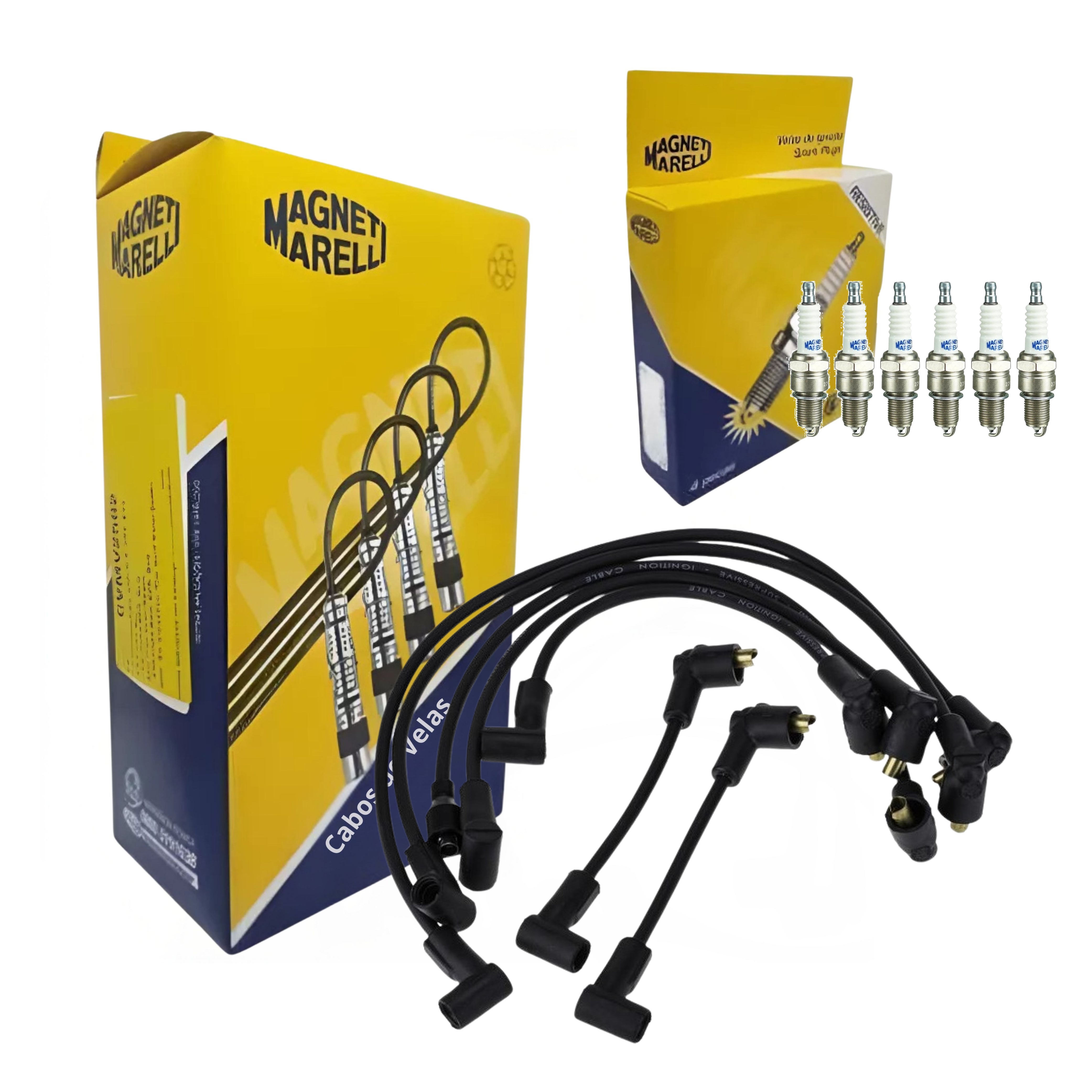 Kit Cabo de Vela e 6 Velas de Ignição - Magneti Marelli - CVMG6402 / F6RFMM
