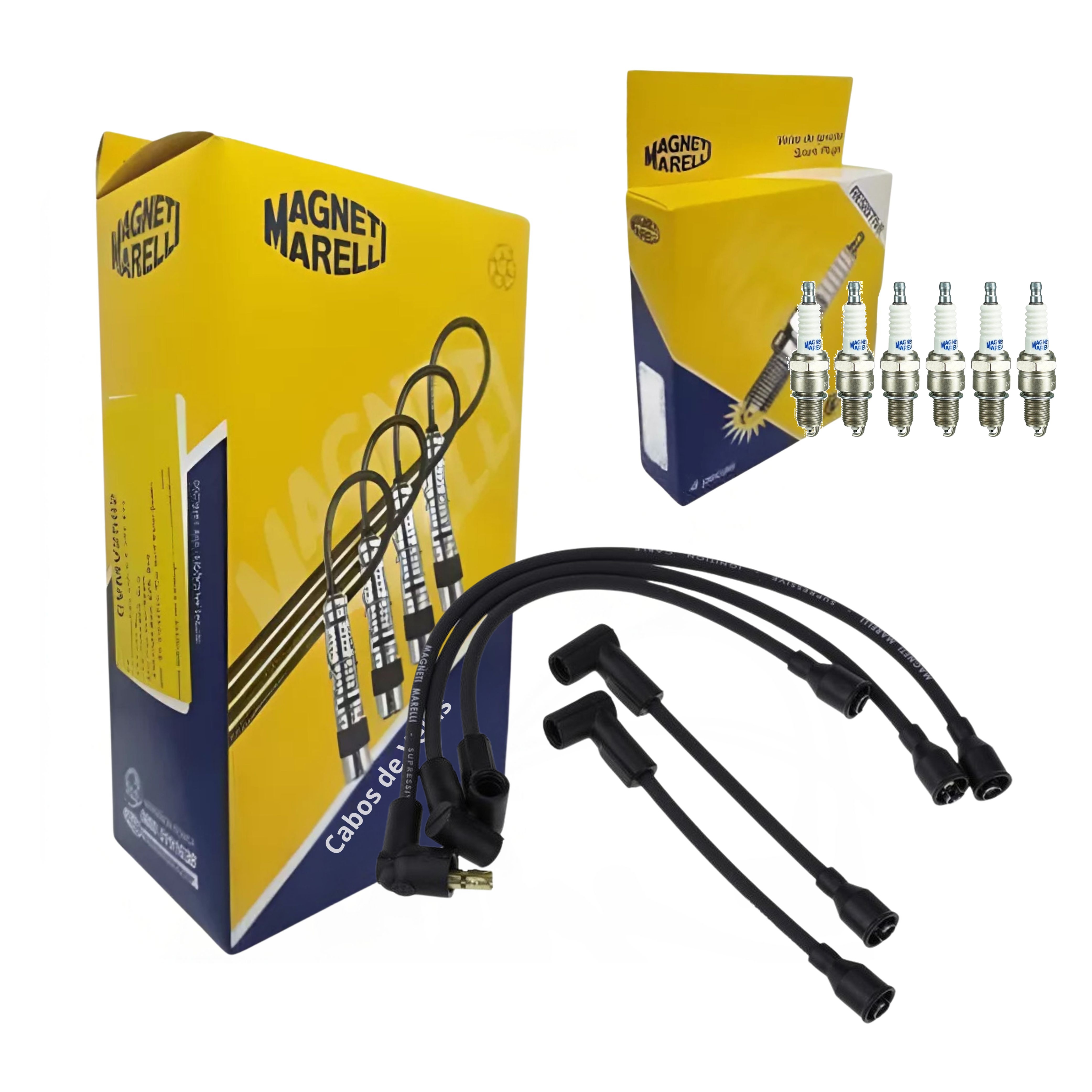 Kit Cabo de Vela e 6 Velas de Ignição - Magneti Marelli - CVMG6302 / F6RFMM