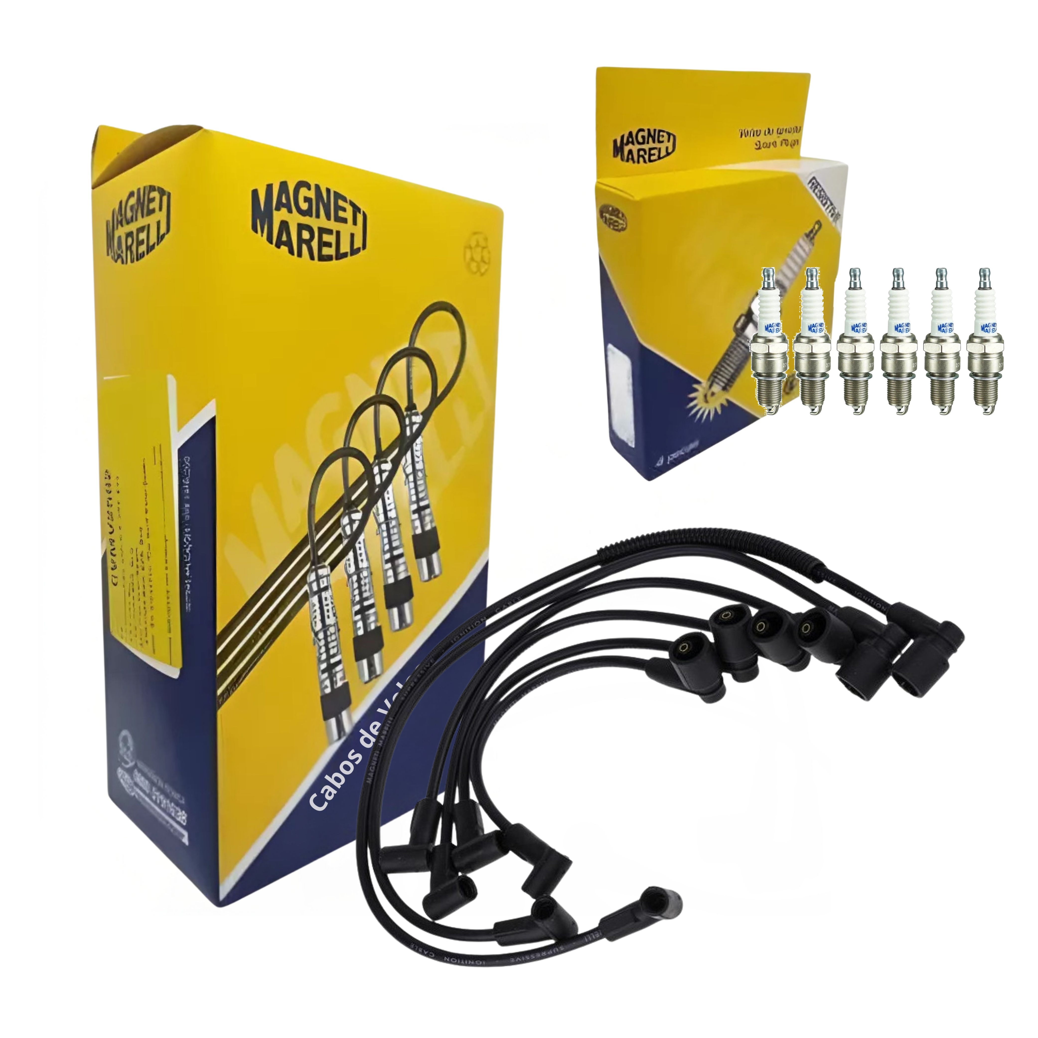 Kit Cabo de Vela e 6 Velas de Ignição - Magneti Marelli - CVMG7502 / F6RFMM
