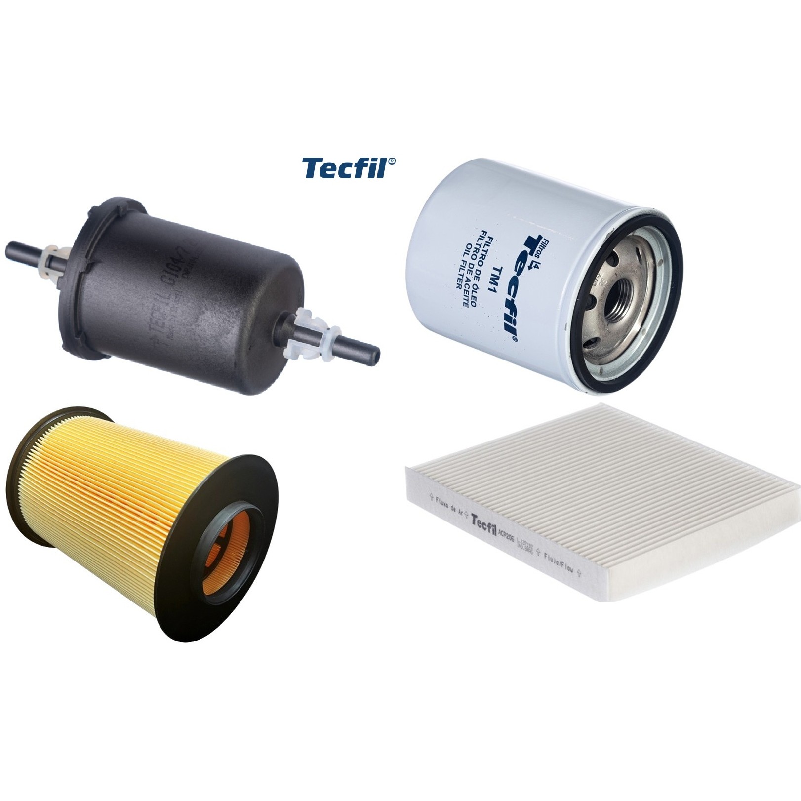 Kit Filtros de Ar do Motor, Óleo, Cabine e Combustível - Tecfil - ACP206 / ARS5196/1 / GI04/7 / PSL34M-(TM1)