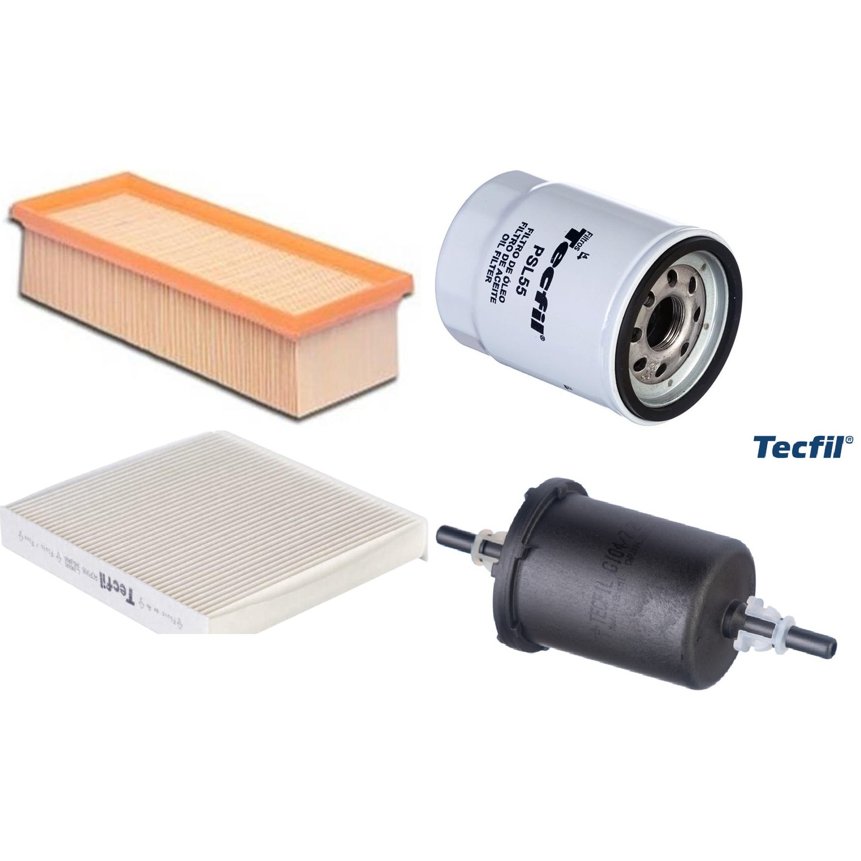 Kit Filtros de Ar do Motor, Óleo, Cabine e Combustível - Tecfil - ACP906 / ARL4152 / GI04/7 / PSL55