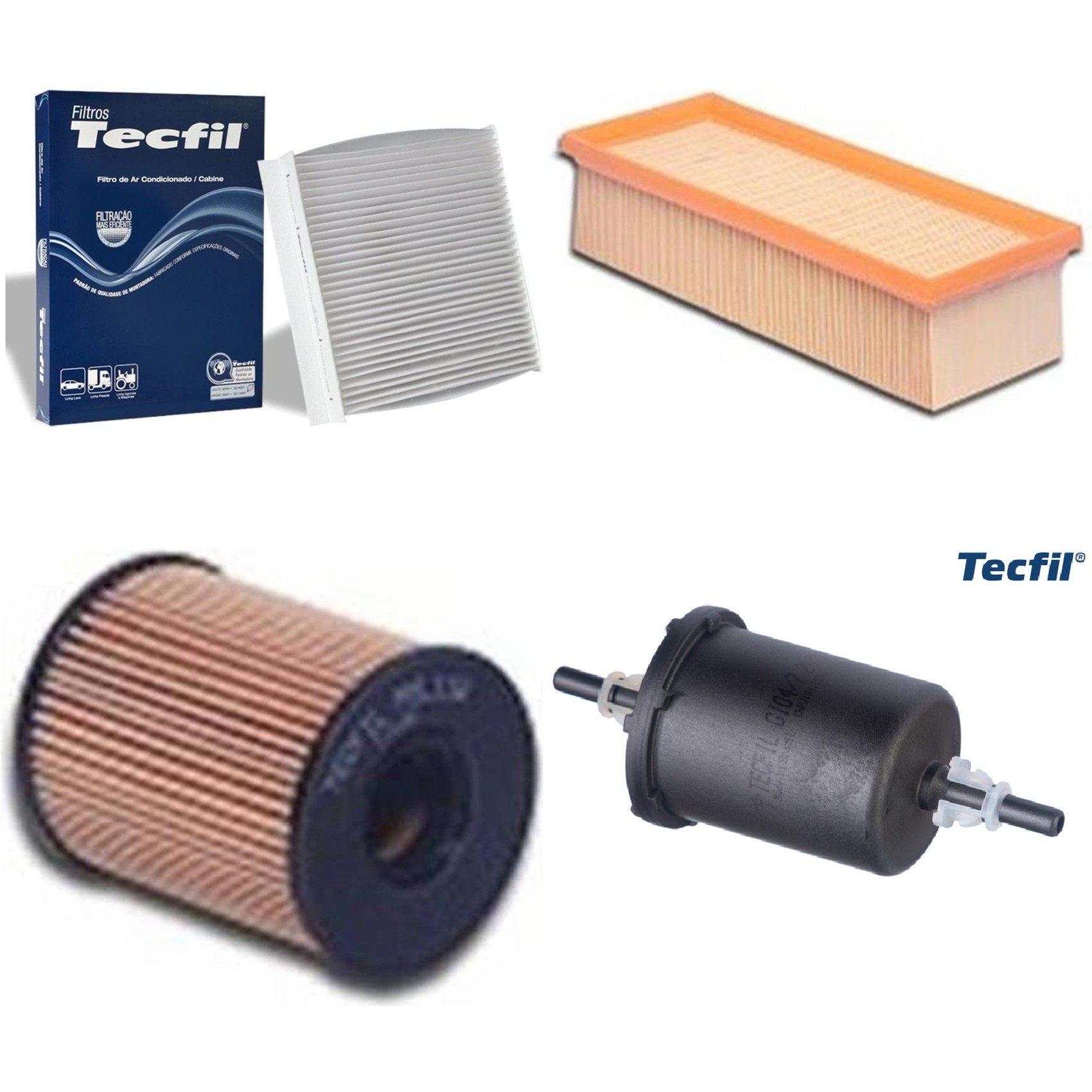 Kit Filtros de Ar do Motor, Óleo, Cabine e Combustível - Tecfil - ACP904 / ARL4152 / GI04/7 / PEL118