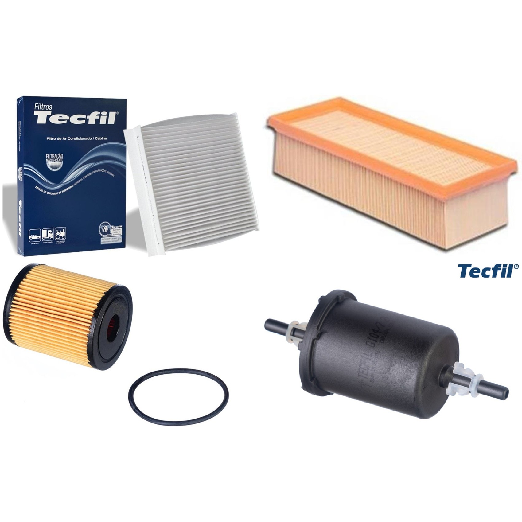 Kit Filtros de Ar do Motor, Óleo, Cabine e Combustível - Tecfil - ACP904 / ARL4152 / GI04/7 / PEL119