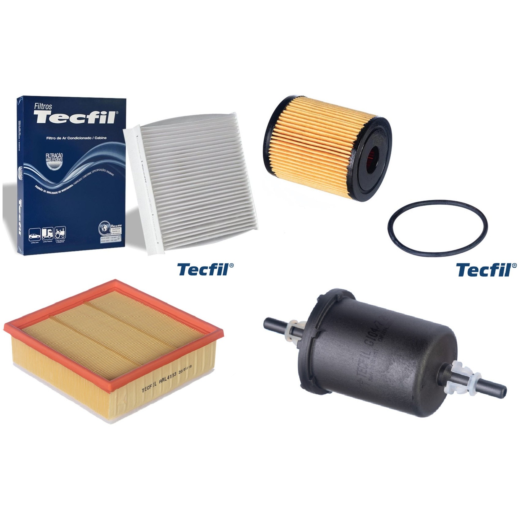 Kit Filtros de Ar do Motor, Óleo, Cabine e Combustível - Tecfil - ACP904 / ARL4153 / GI04/7 / PEL119