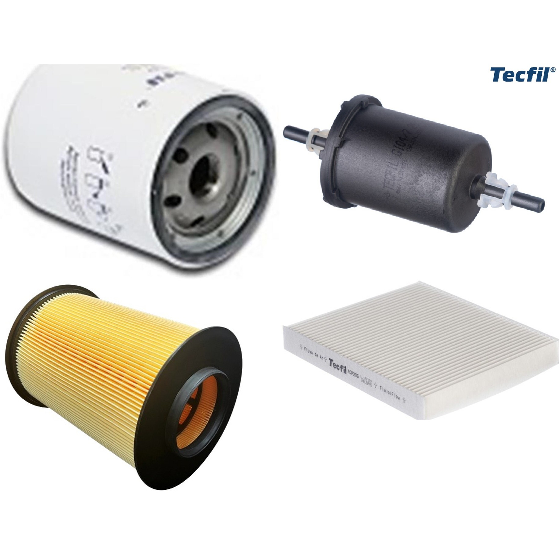 Kit Filtros de Ar do Motor, Óleo, Cabine e Combustível - Tecfil - ACP206 / ARS5196/1 / GI04/7 / PSL147