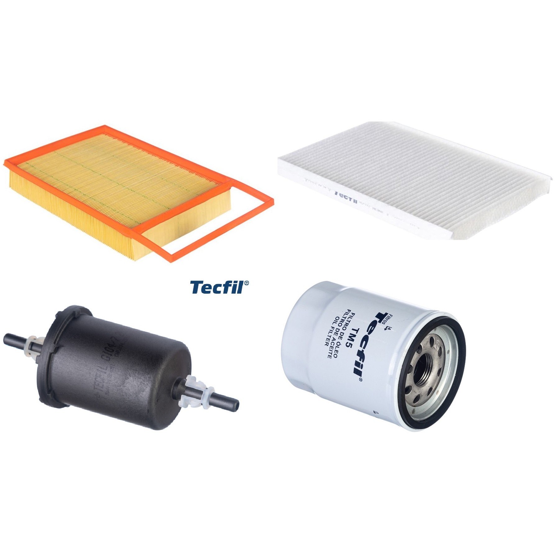 Kit Filtros de Ar do Motor, Óleo, Cabine e Combustível - Tecfil - ACP103 / ARL4154 / GI04/7 / PSL55M-(TM5)
