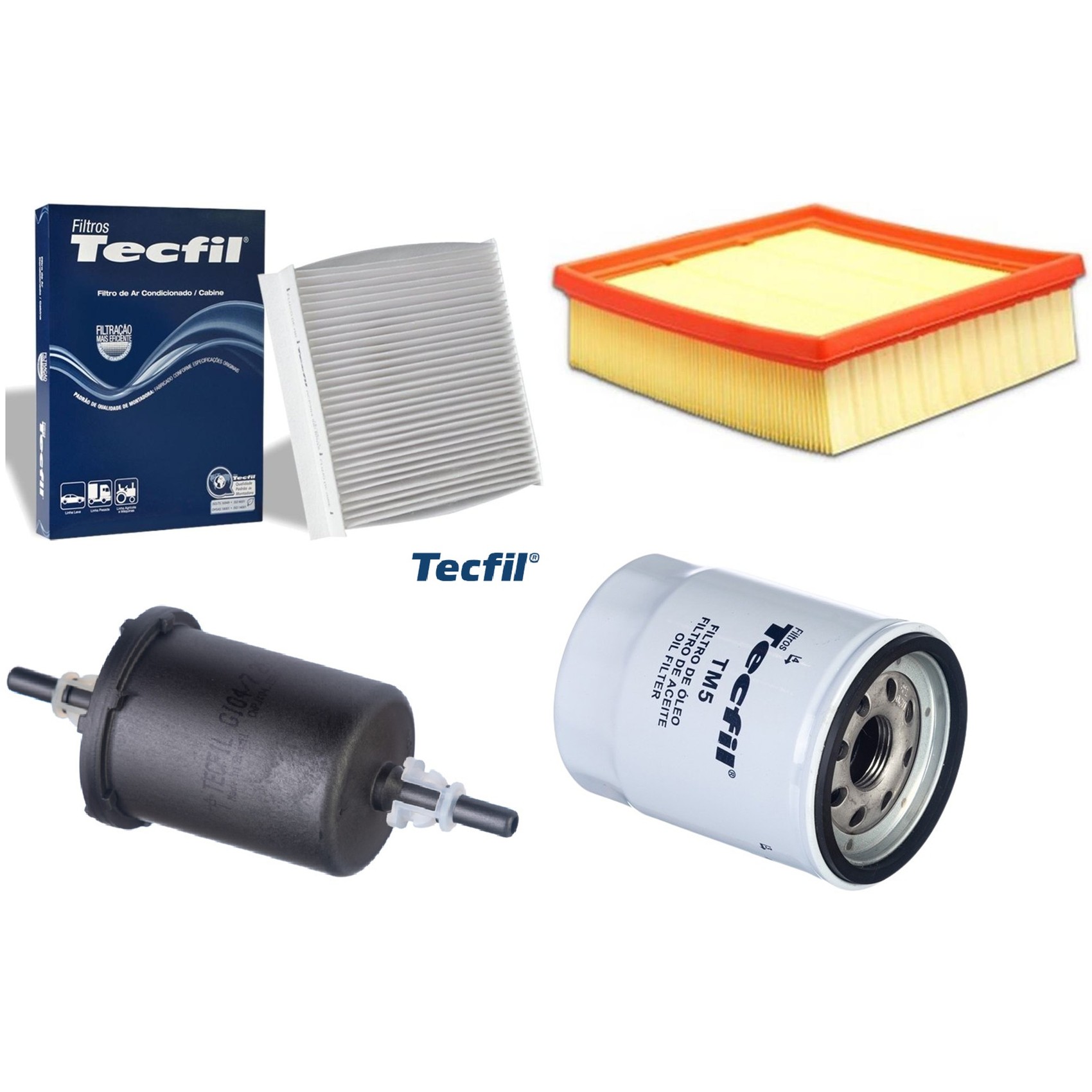 Kit Filtros de Ar do Motor, Óleo, Cabine e Combustível - Tecfil - ACP904 / ARL4155 / GI04/7 / PSL55M-(TM5)