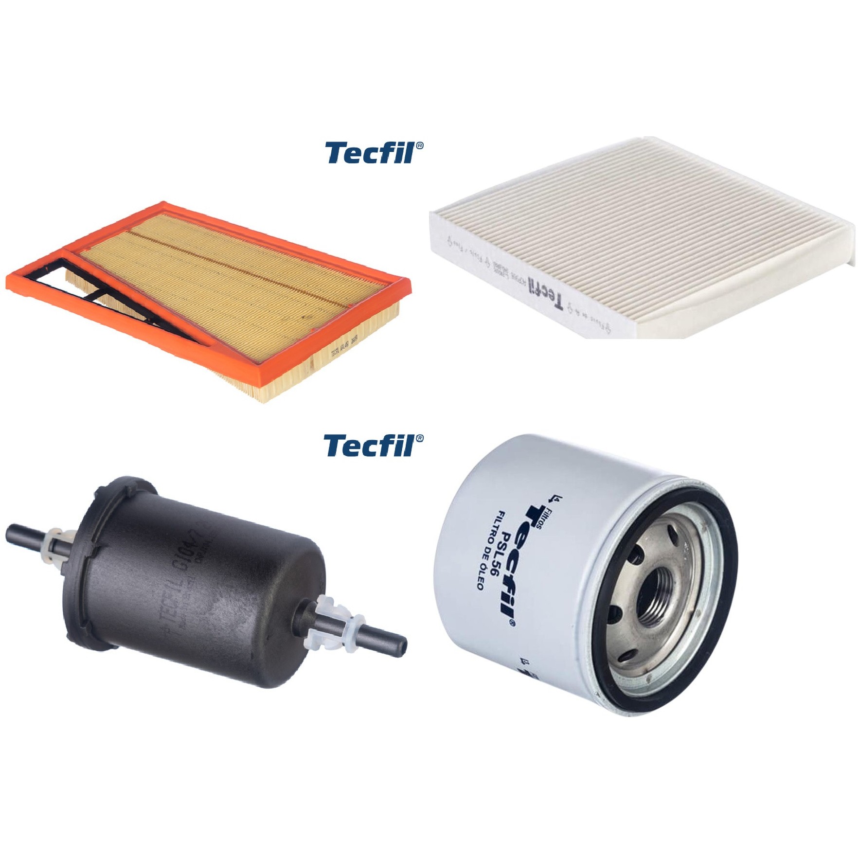 Kit Filtros de Ar do Motor, Óleo, Cabine e Combustível - Tecfil - ACP906 / ARL4161 / GI04/7 / PSL56